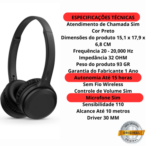 Headphone Fone Philips Bluetooth Original Tah1108 - Image 2