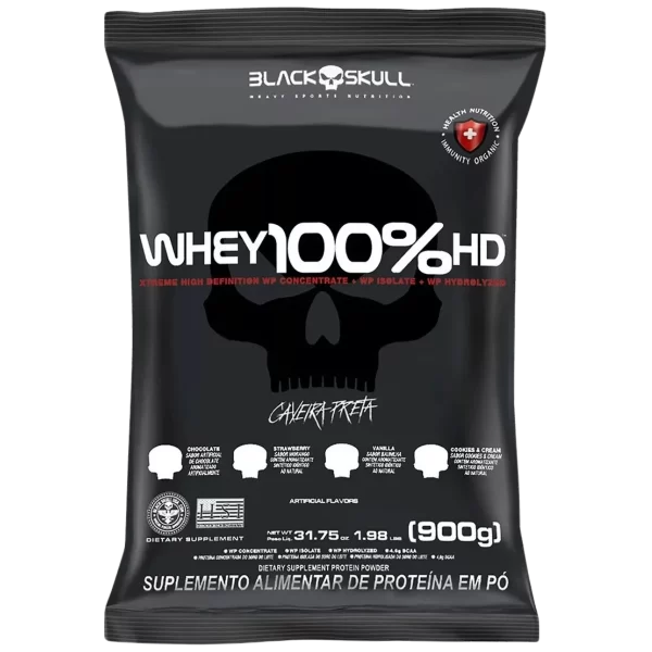 Whey 100% HD REFIL 900g MORANGO - Blackskull