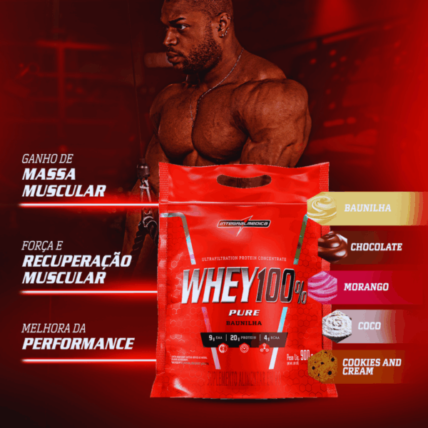Whey 100% REFIL 900g MORANGO - Integralmedica - Image 5