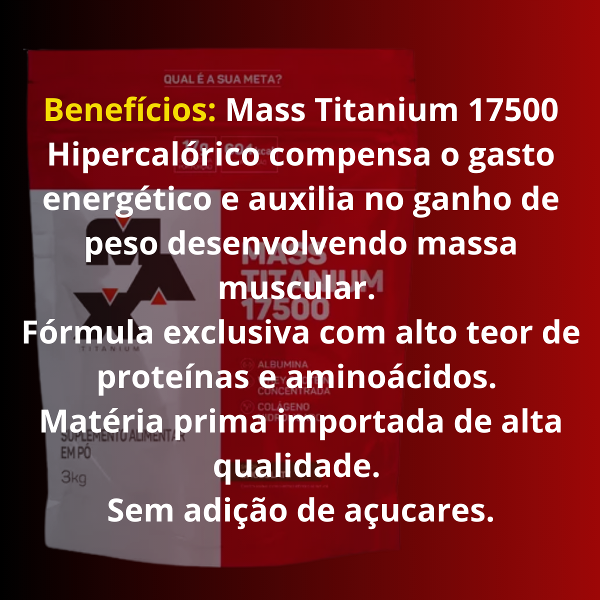 Hipercalórico Mass 17500 3 kg – Sabor Chocolate – Max Titanium - Imagem 2