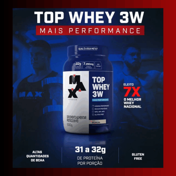Top Whey 3w + Performance 900g - CHOCOLATE - Max Titanium - Image 3